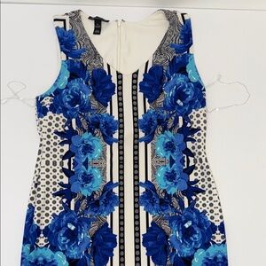 INC International Concepts Size XL Floral Dress Women Blue Black Cream Stylish